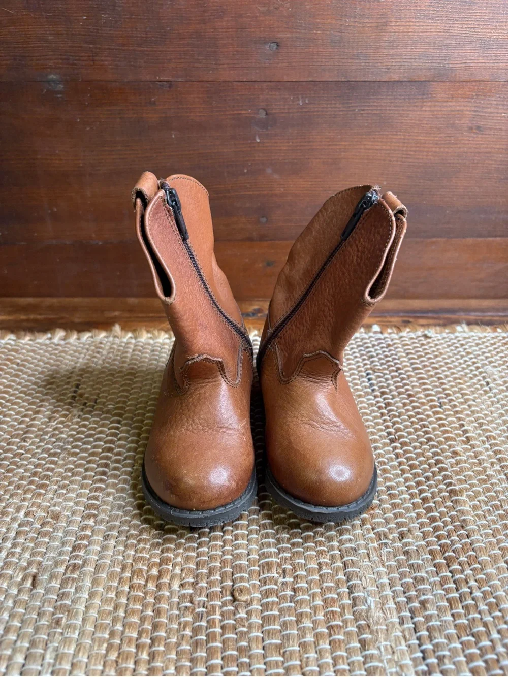 Vintage Smoky Mountain Leather Cowboy Boots Tan Zip Entry Size Baby 6D